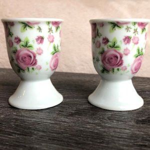 Porcelain Egg Cups (2), rose design